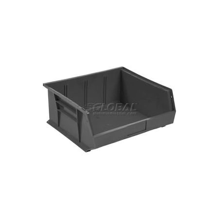 Quantum Storage Systems Hang & Stack Storage Bin, Plastic, Black, 6 PK QUS235BK